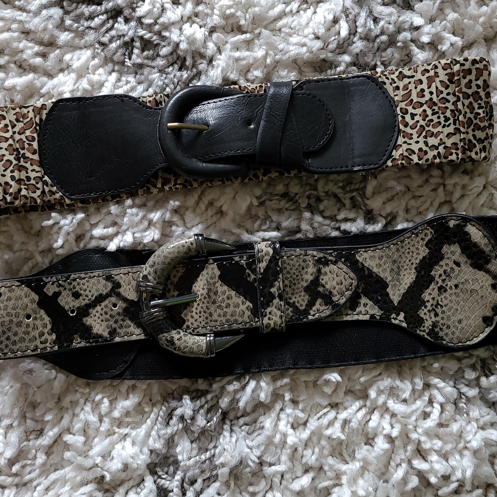 Aldo Black and Brown Animal Print Belts